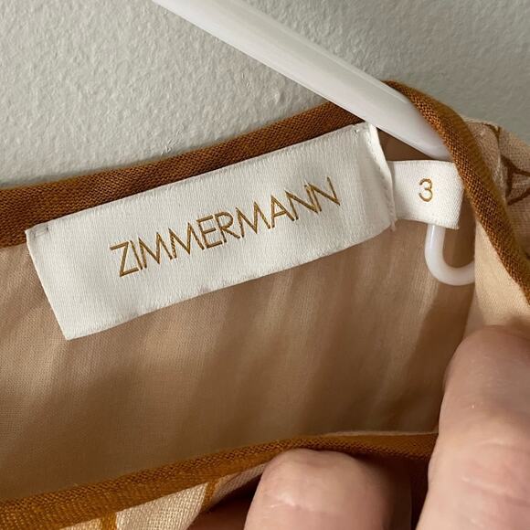 Zimmerman Linen Flared Long Sleeve Mini Dress in Saffron Size 3(10) - Picture 5 of 8